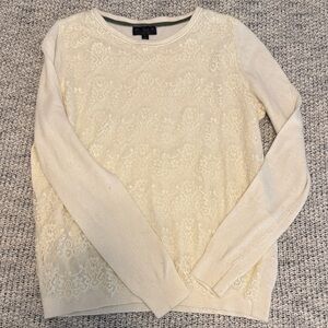 Topshop Lace Front Cream Sweater
